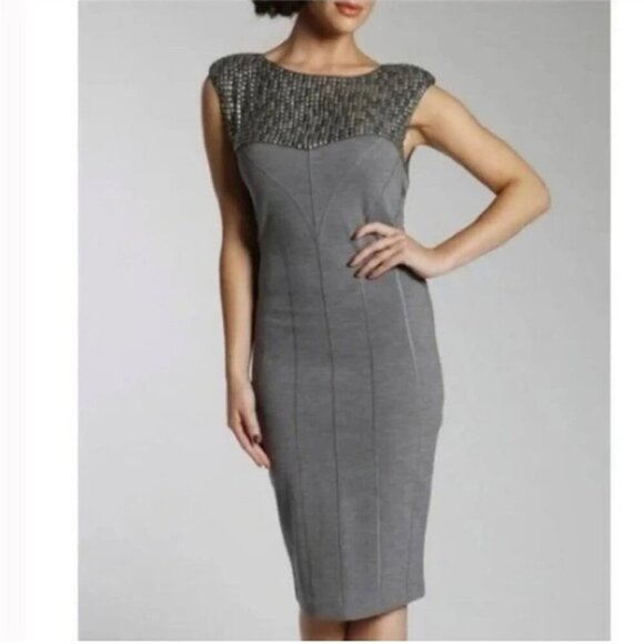 Ted Baker Dresses & Skirts - Ted Baker Gray Silver Embelish Knee Length Mini Sleeveless Dress Women’s Size 4